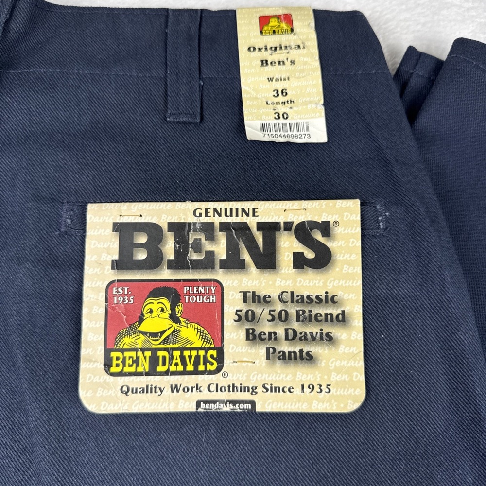 New! Ben Davis Classic Original Work Pants Navy Blue Cut# F729 36x30 36 Waist - Picture 2 of 5